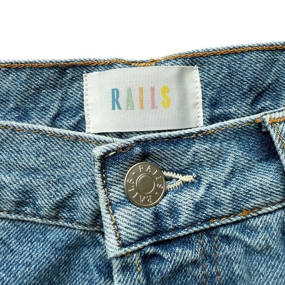 Rails Women's Atwater Slouchy Straight Jeans $188 26 Blue Bleach Wash High Rise - Picture 4 of 13